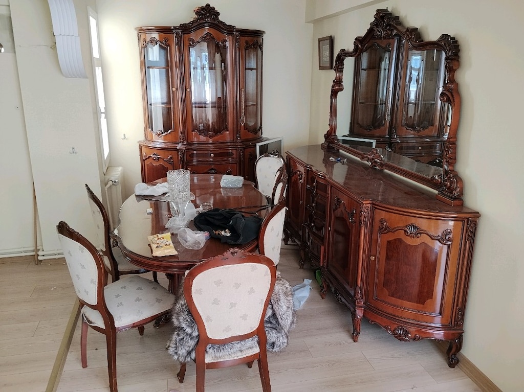 antika maun ağacı el işçiliği yemek takımı