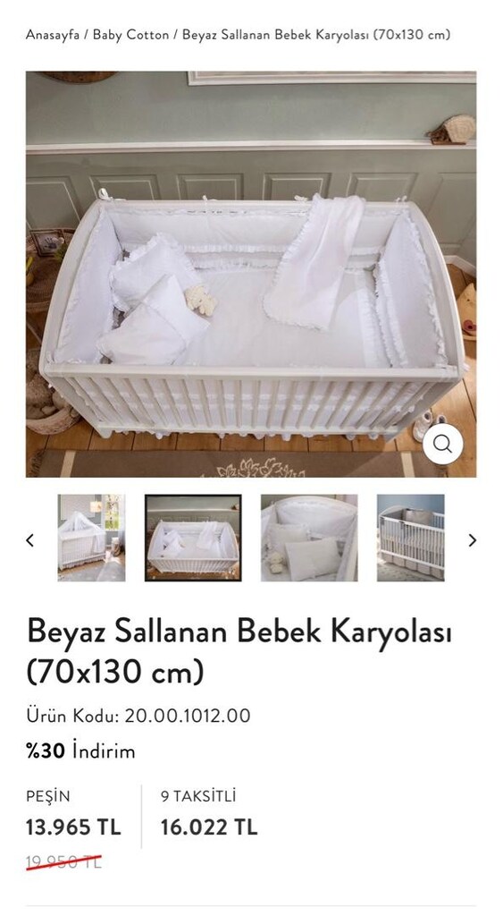 çilek mobilya sallanan bebek karyolası (70x130cm) - 2