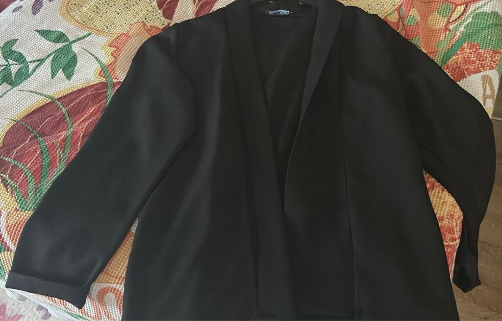 Siyah Uzun Kollu Minimal Blazer - 4