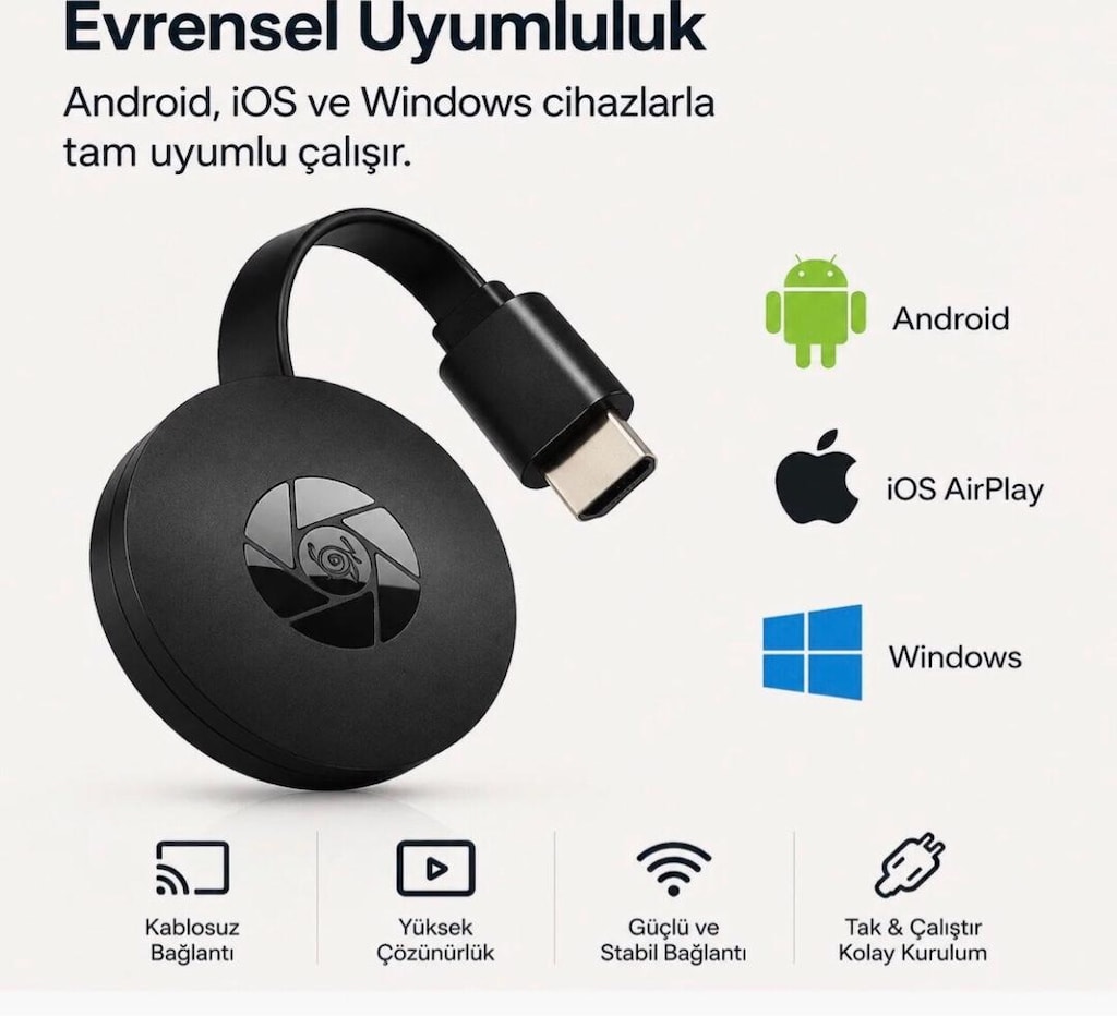 Mira screen kablosuz HDMI görüntü ve ses aktarıcı dongle Wi-Fi bağlant - 5