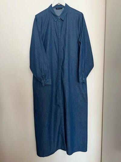 Lc waikiki marka kot mavi denim uzun elbise