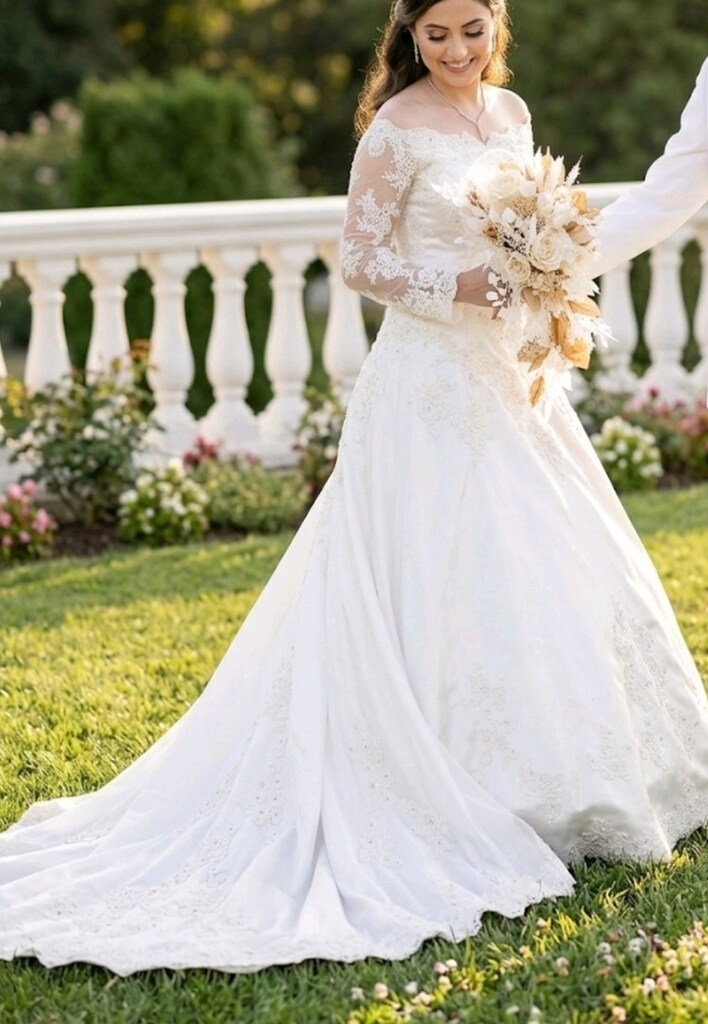 FRANSIZ DANTEL PRENSES GELİNLİK straplez romantik S - 4