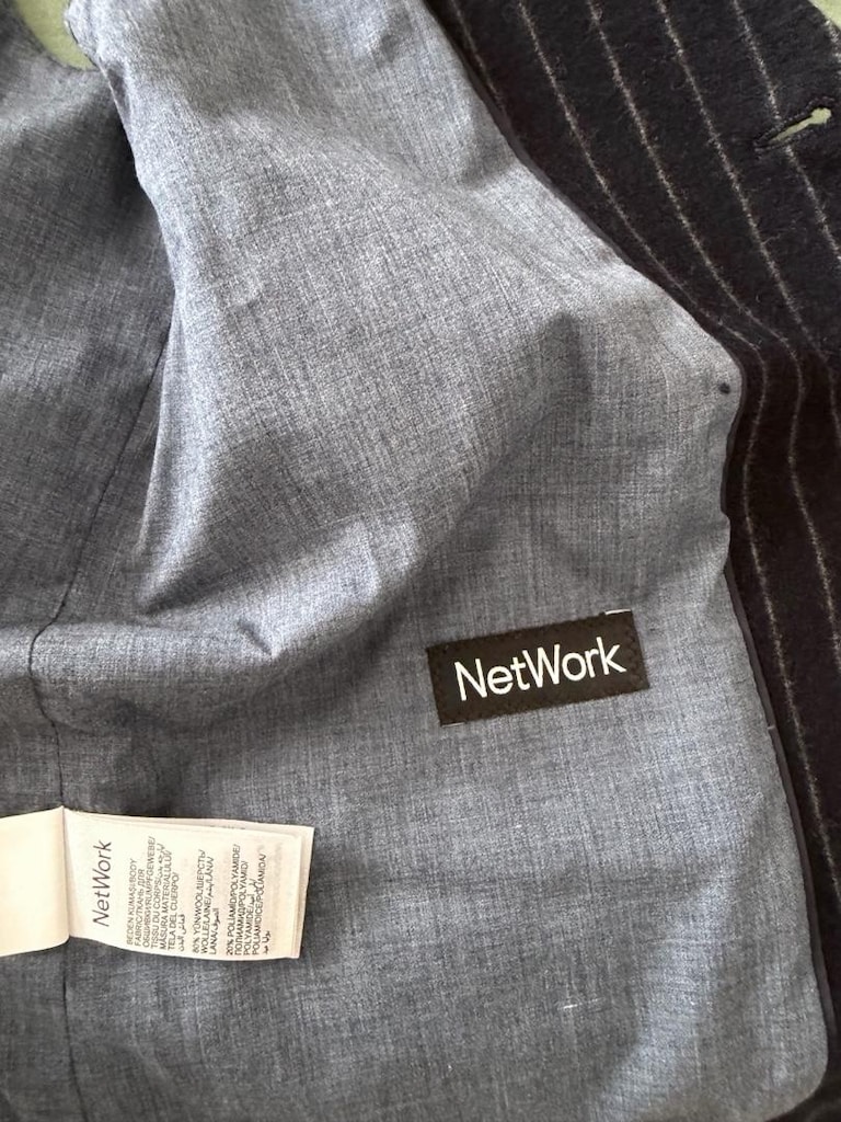 Network Lacivert Çizgili Yün Yelek I M Beden - 4