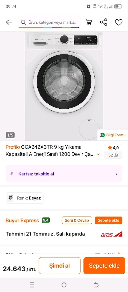 profilo 9 kg 1200 devir çamaşır makinası - 5