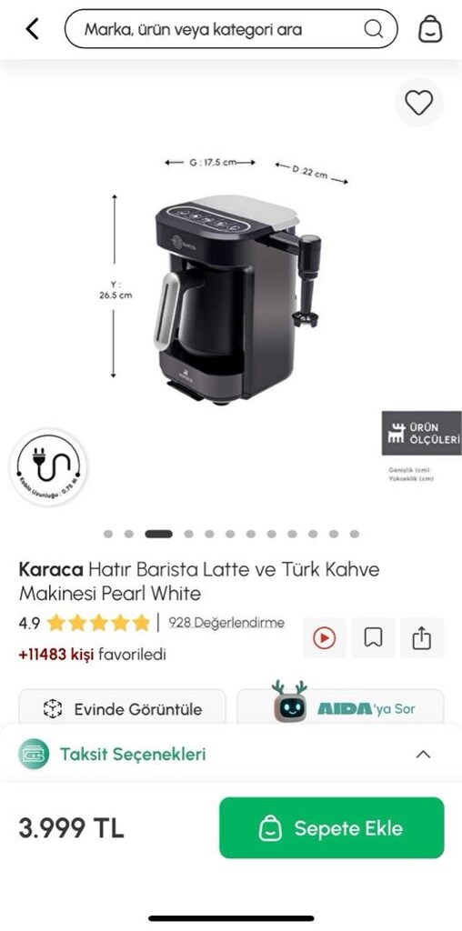 KARACA Sıfır Ürün Kahve Makinesi Hatır E225 - 7