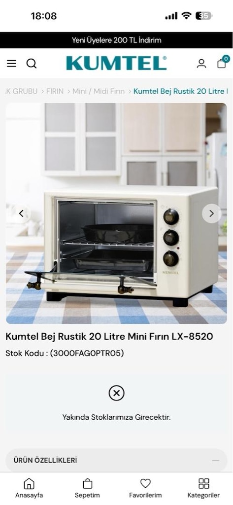 Kumtel Siyah Rustik 20 Litre Mini Fırın LX-8520 - 9