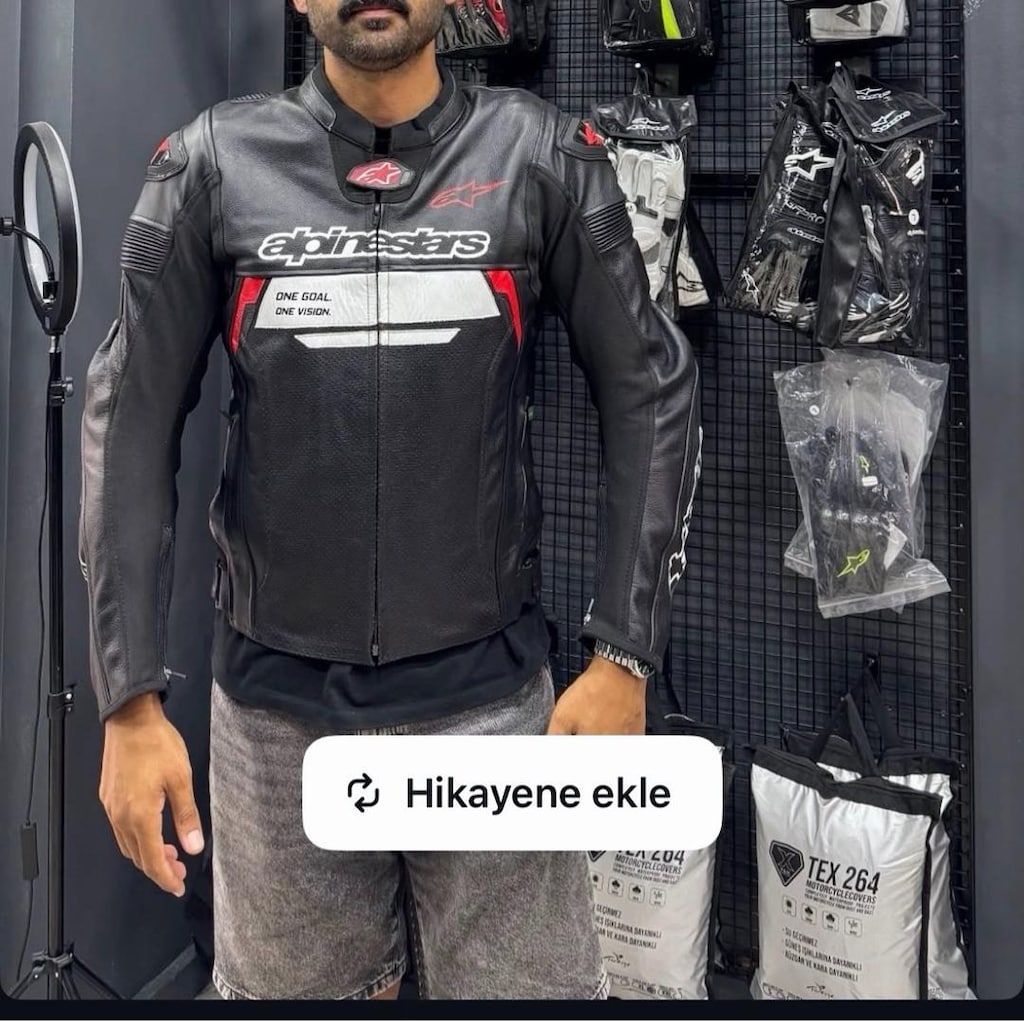 ALPİNESTARS Orjinal Deri 3 kez Giyilmiş Motorcu Montu - 6