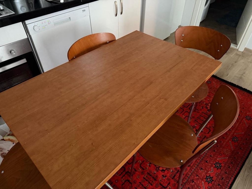 Masif Görünümlü Ahşap Yemek Masası ve 4 Sandalye - 6