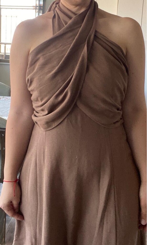 Keten Görünümlü Şık Elbise - 3