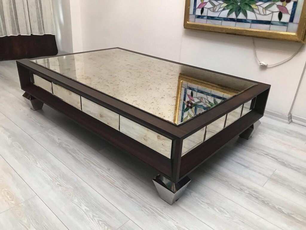 Özel Yapım Eskitme Aynalı Orta Sehpa - 10