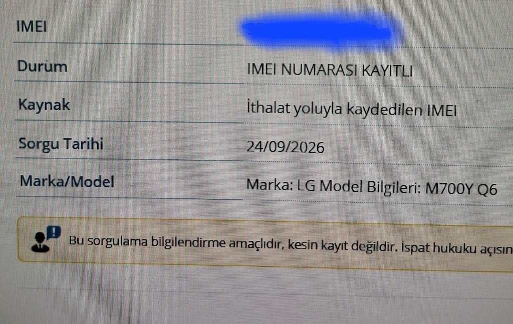 LG Q6 Telefon İmei Kayıtlı - 8