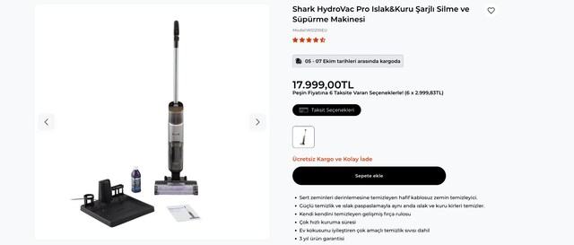 Shark HydroVac Pro Islak&Kuru Şarjlı Silme ve Süpürme Makinesi