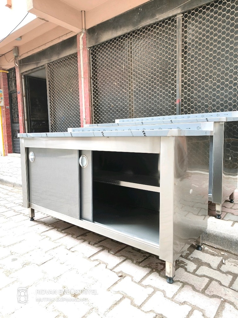 160 cm krom çalışma tezgahı krom tezgah endüstriyel hazır mutfak tezga - 8
