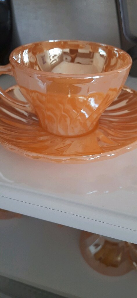 antika sarı çay fincanı seti - 3