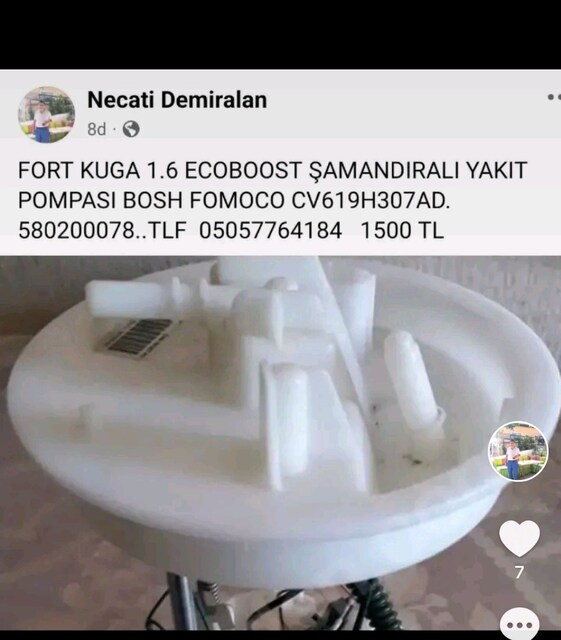 Fort kuga yakıt pompası BOSH FOMOCO CV619H307AD... SİNCAN. YENİKENT.