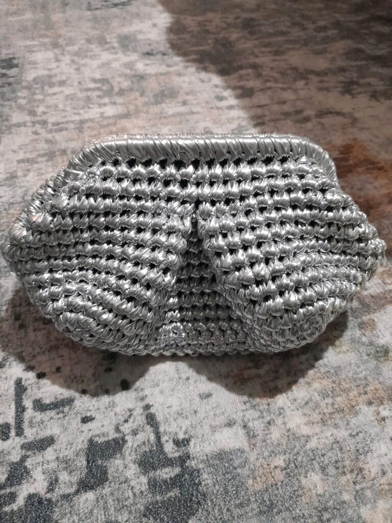 rafya ipten çantaEl Örgüsü Burs Kapamalı Rafya İp Clutch Çanta - 2