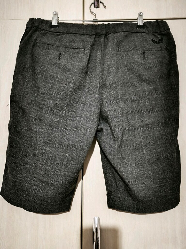 Gri renk kumaş şort XL Beden - 5