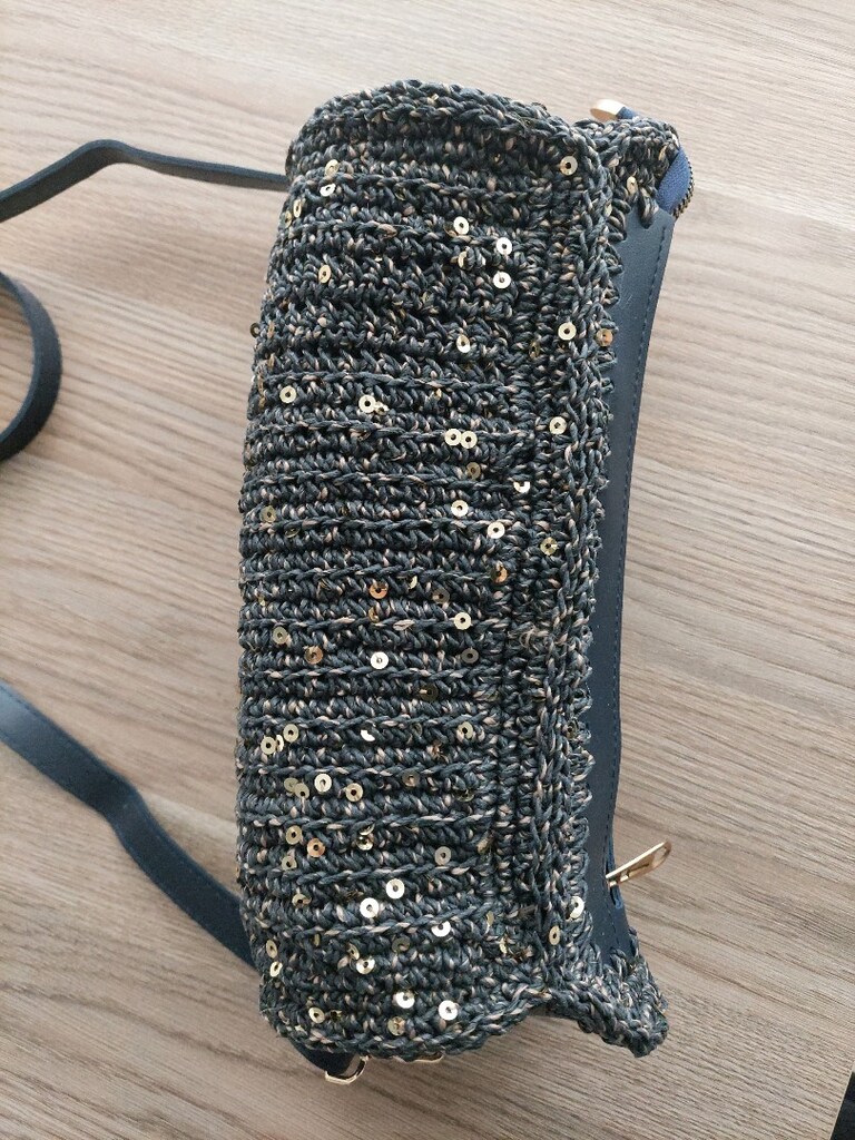 Boncuk İşlemeli kağıt ip Bohem Örgü Kadın Barrel Çanta - 6