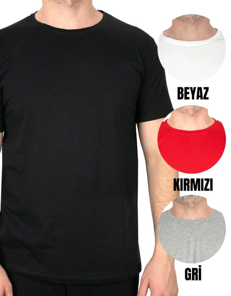 Penye Tişört Sıfır Yaka - 3