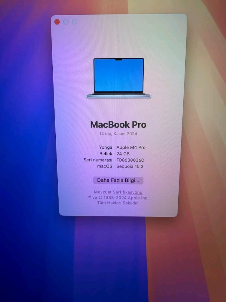 MacBook pro m4 2TB SSD 24 GB RAM 14 İNCH EKRAN - 5