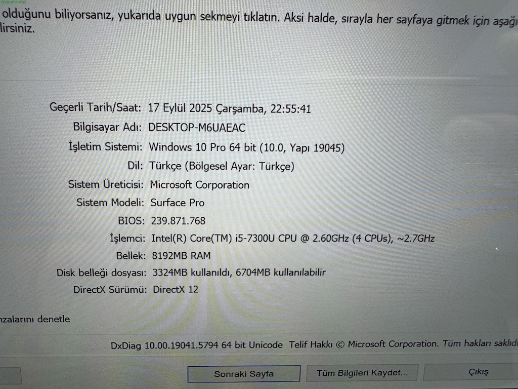 SURFACE İ5 7. NESİL 8 GB RAM 256 NVME DOKUNMATİK + KALEM - 8