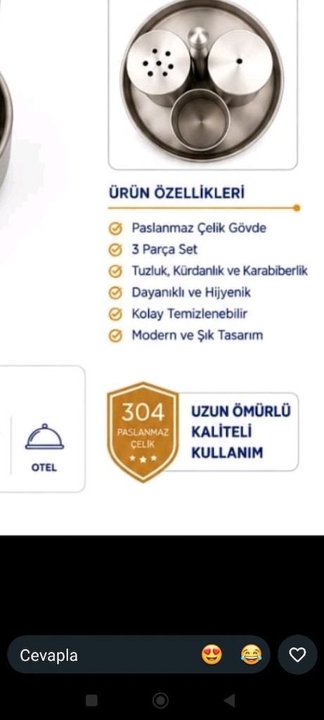 paslanmaz tuzluk takımı - 3