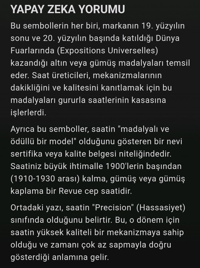 Yaklaşık 100 Yıllık Antika Revue Köstekli Saat - 7