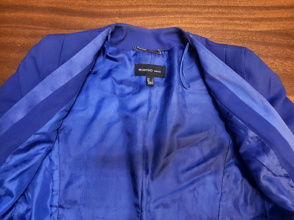 MANGO Mavi Saten Detaylı Blazer - 12