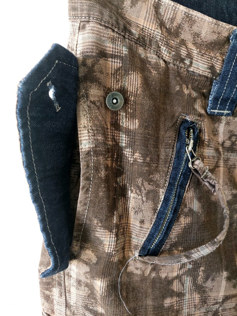 Denim yamalı kamuflaj batik desenli kargo Şort - 7