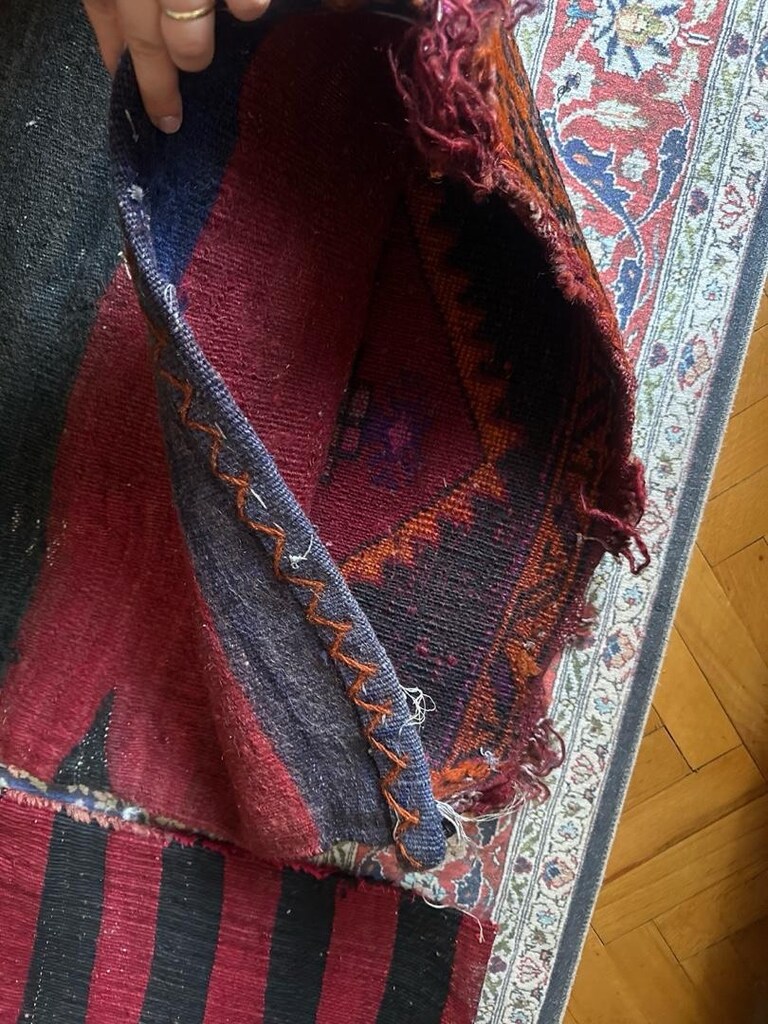 Antika/Eski El Dokuma Halı Motifli Dekoratif Kılıf Heybe - 3