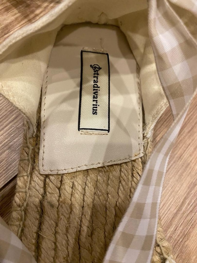 Stradivarius Ekru Ekose Espadril Sandalet 2 Kez Giyildi - 2