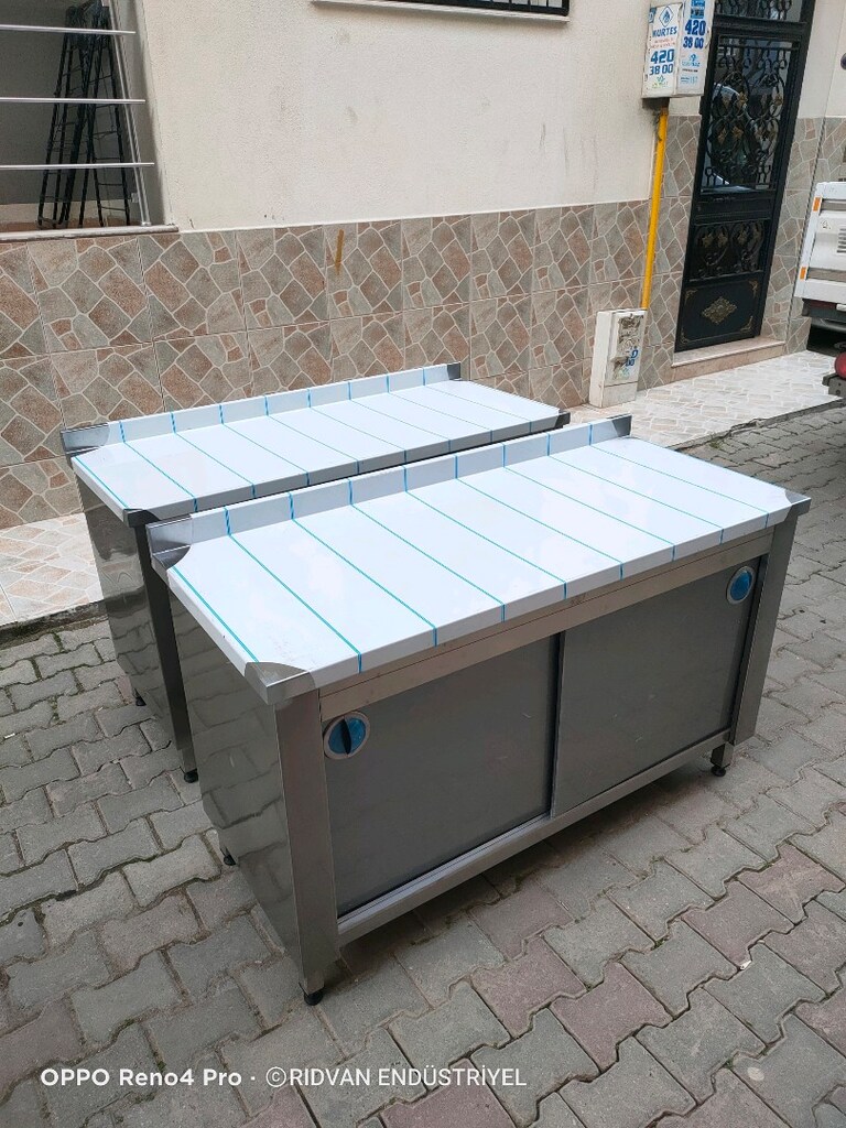 krom tezgah hazır mutfak paslanmaz çalışma tezgahı 140 cm kron tezğah - 6