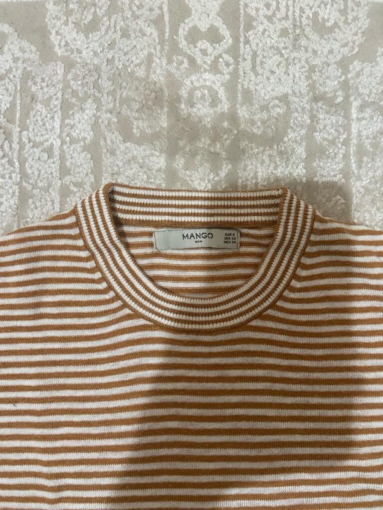 Mango kahverengi çizgili tshirt - 2
