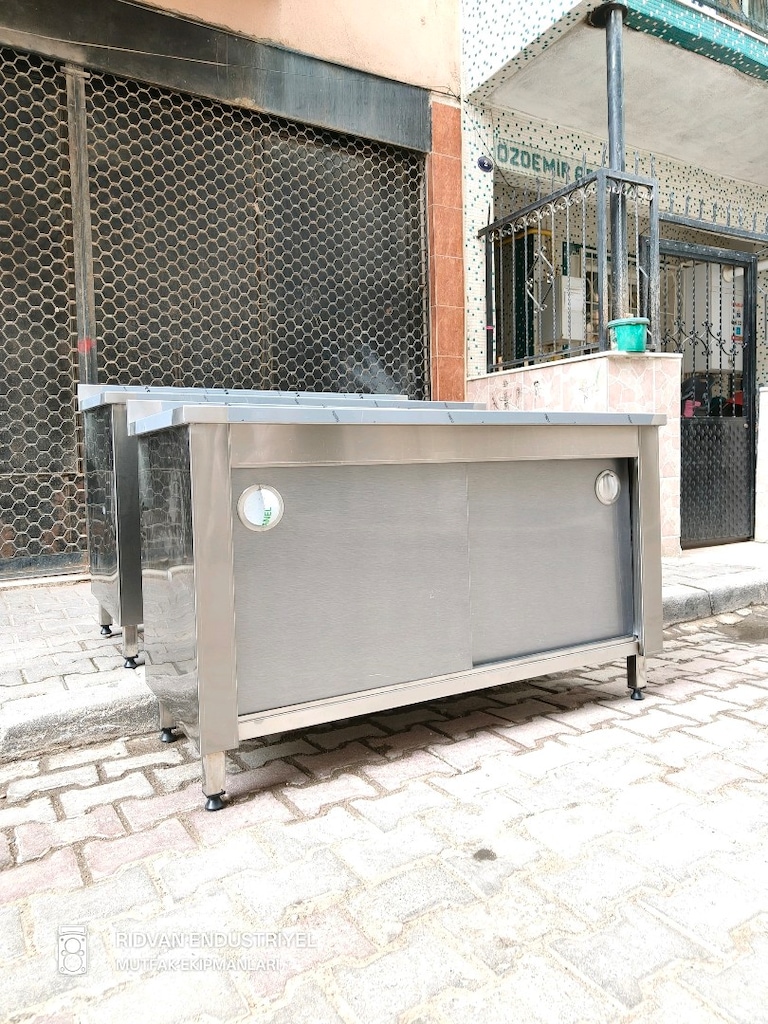 140 cm krom tezgah hazır mutfak krom çalışma tezgahı endüstriyel tezga - 8