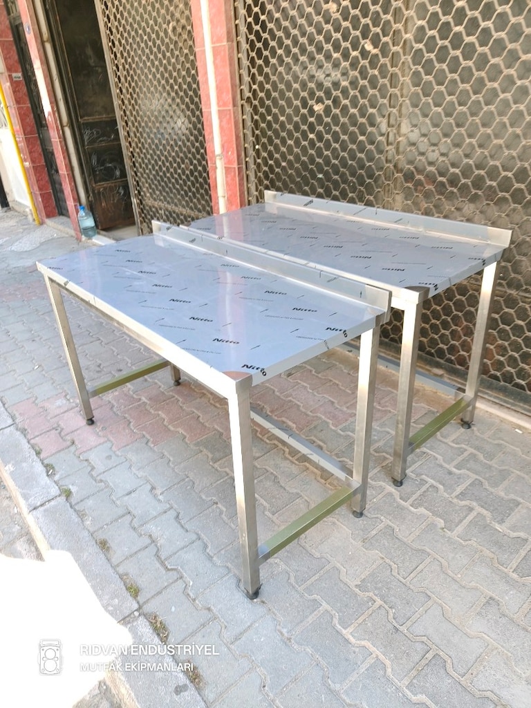 krom tezgah krom çalışma tezgahı endüstriyel hazır mutfak 140 cm krom - 3