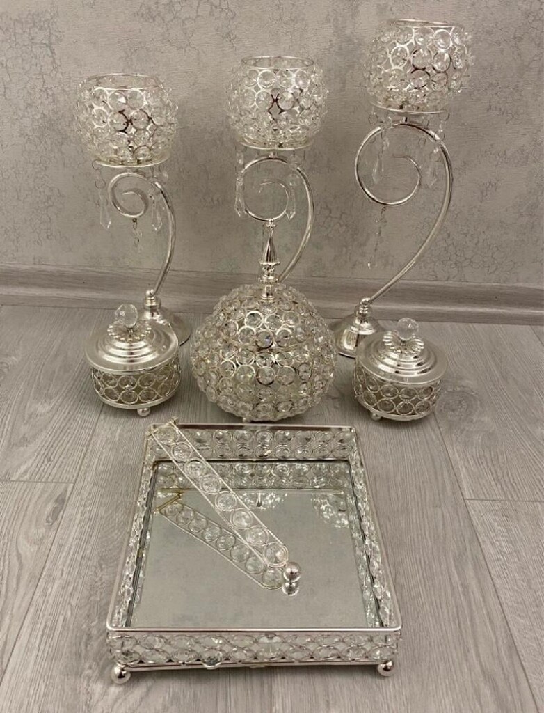 Şamdan Mumluk Şekerlik Peçetelik Set - 3