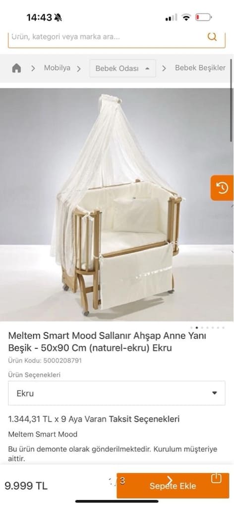 Sallanır Ahsap Anne Yanı Beşik - 5