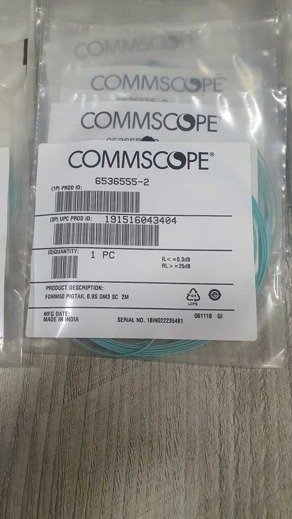 COMMSCOPE Fiber Optik Pigtail. Multi Mode OM3 (6536880-3) 2 m. - 2