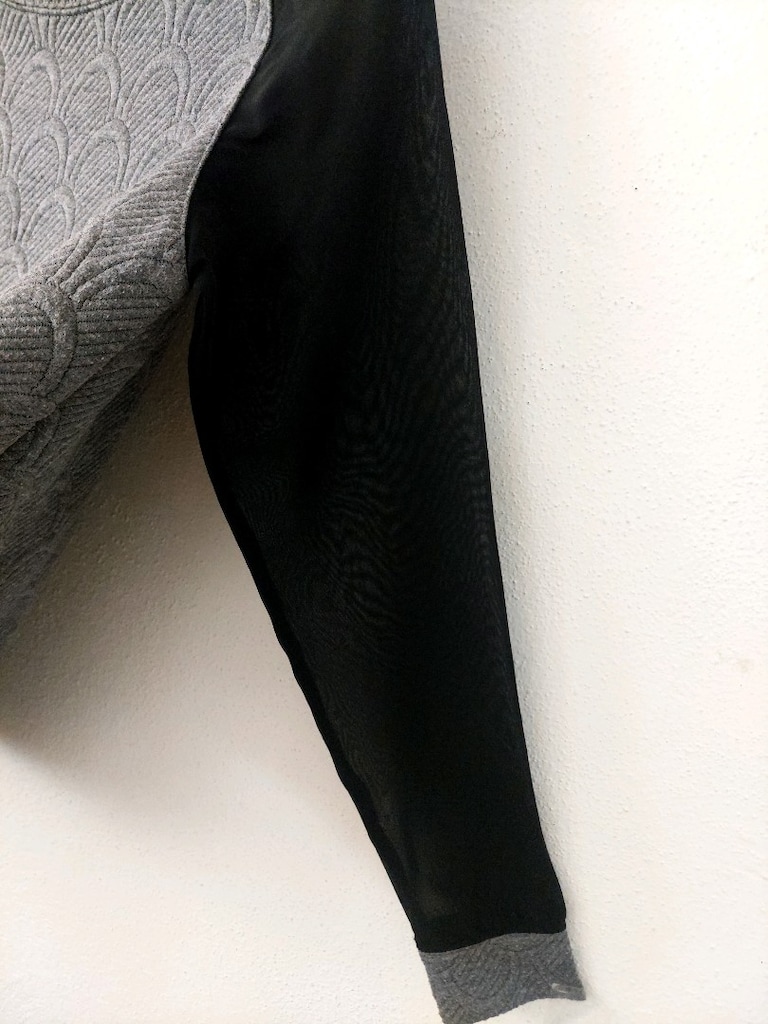 Balık pulu dokulu şifon kollu sweatshirt - 3