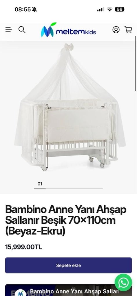 MELTEM bambino beşik 70-110 cm ölçülerinde - 6