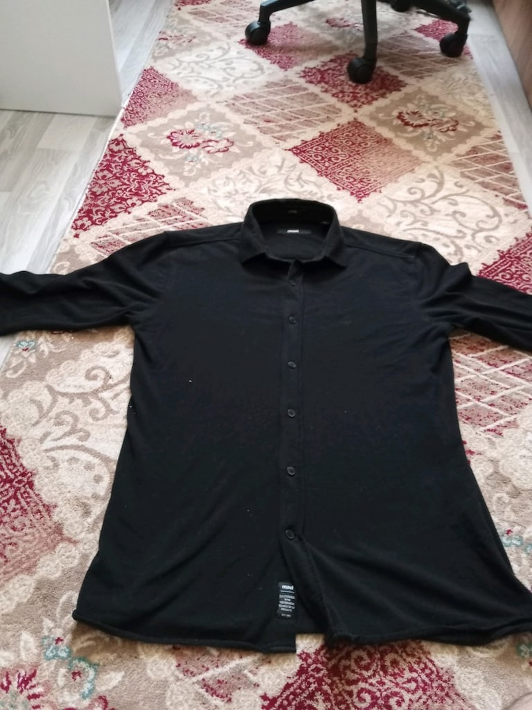 Mavi Siyah Uzun Kollu Fitted Gömlek M/XS - 2