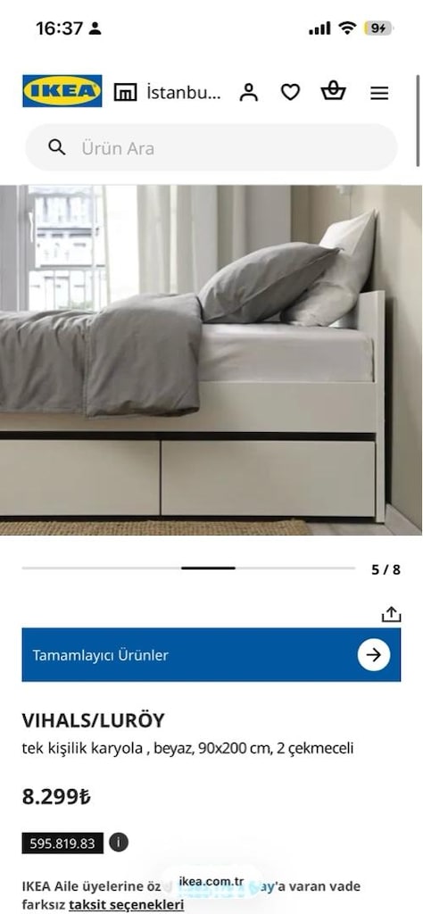 IKEA VIHALS/LURÖY Tek Kişilik Karyola (90x200) – 2 Çekmeceli - 5