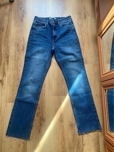 Yüksek Bel Mavi Denim Jean