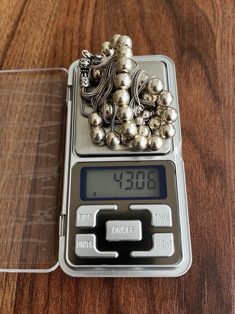 gümüş tesbih 43 gram 925 ayar gümüş - 7