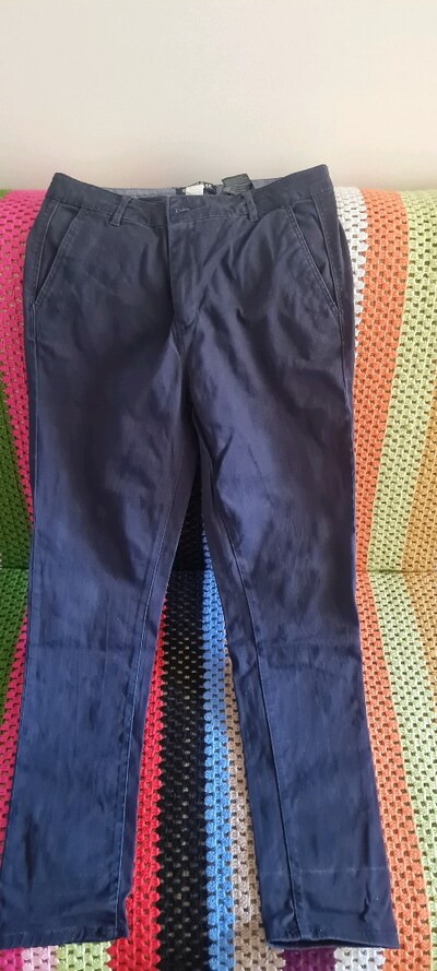 H&M lacivert renk slim fit kanvas pantolon 14 yaş