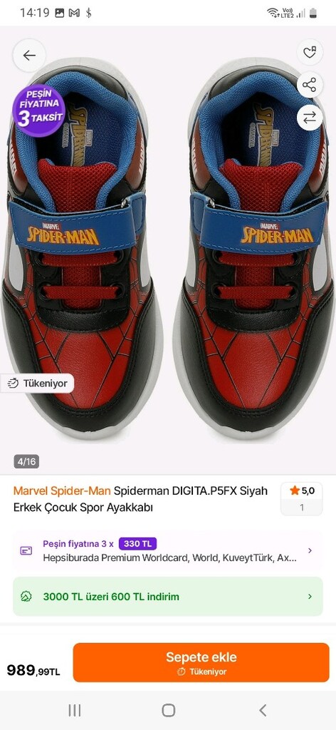 MARVELspıder-man spor ayakkabi erkek 27 no