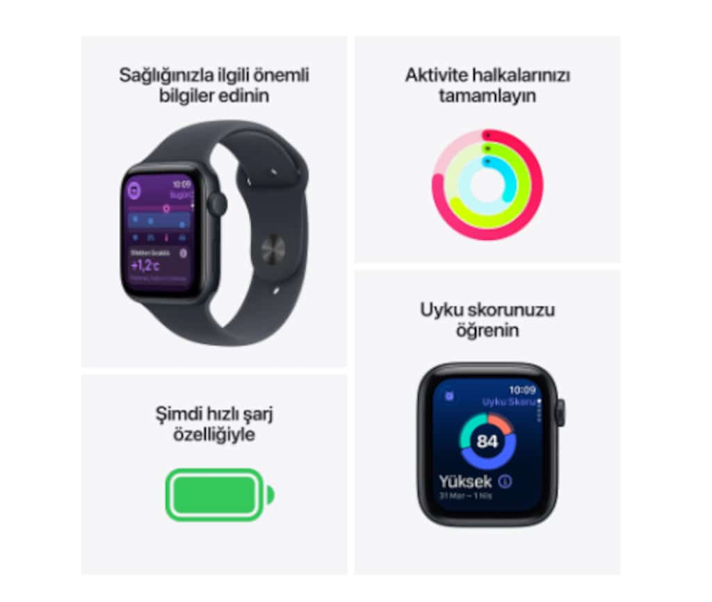Apple Watch SE 3 GPS 40mm Alüminyum Kasa ve Spor Kordon Akıllı Saat - 2