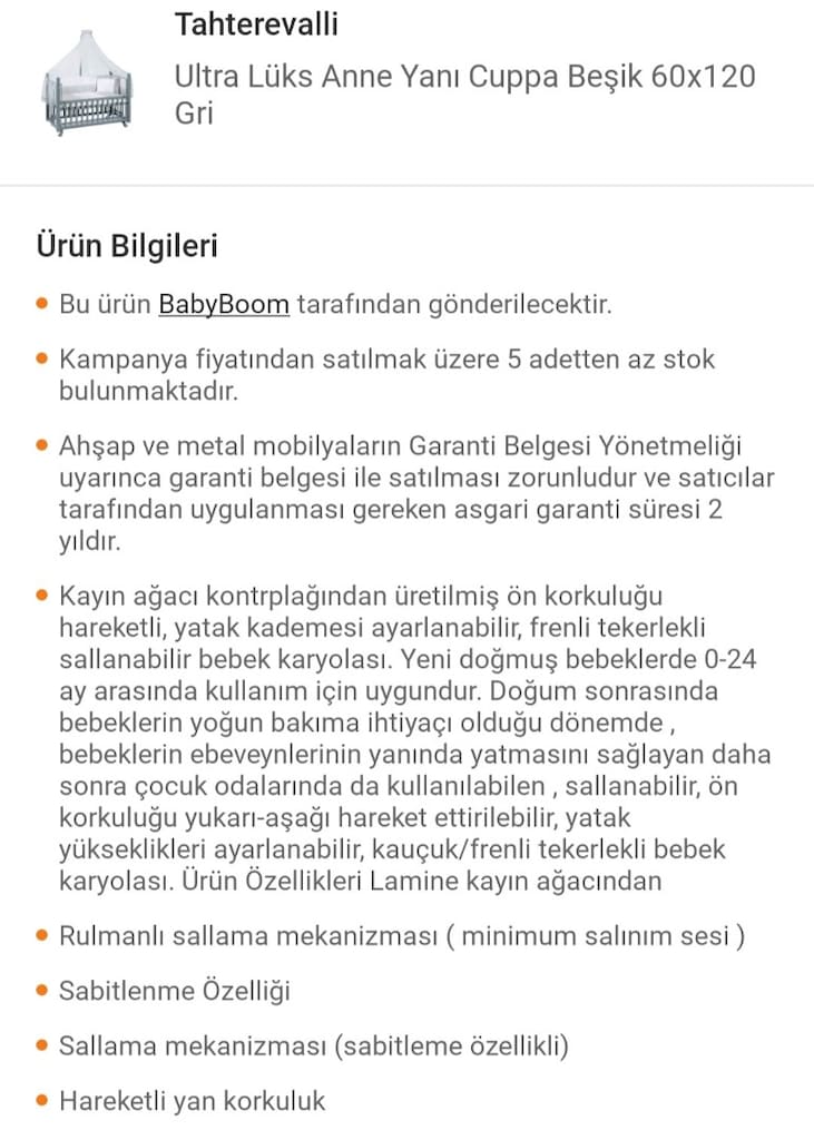 Tahterevalli 60x120 Gri Ultra Lüks Anne Yanı Cuppa Beşik - 7
