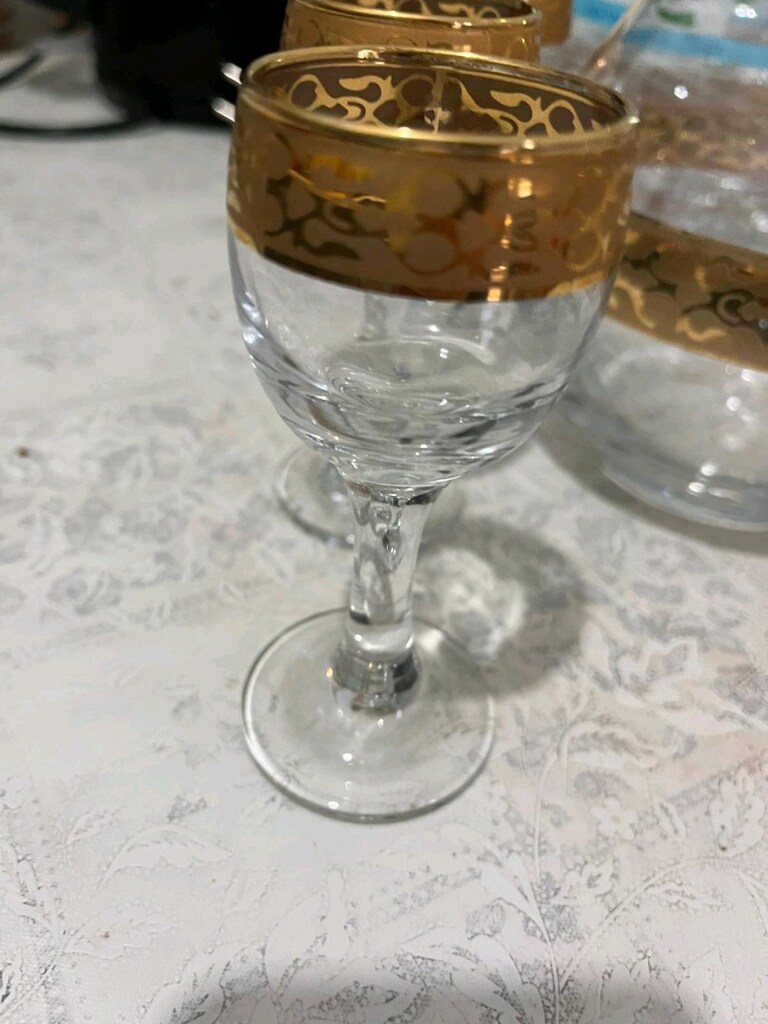 Altın varaklı antika likör takımı - 2