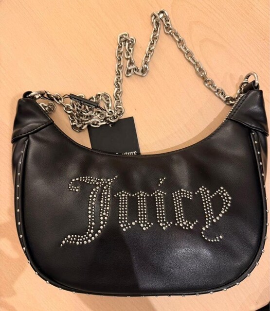 Juicy Couture, zincir askılı, siyah çanta